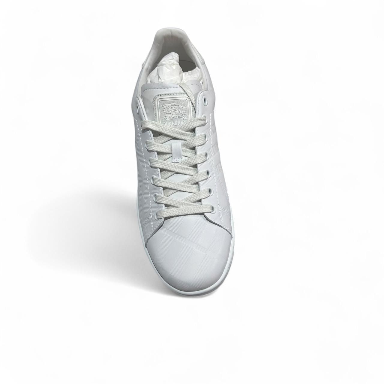 Burberry Porcelain White Embossed Leather Sneakers Size 41